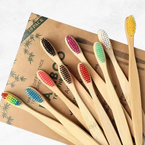 Premium Natural Bamboo Charcoal Toothbrush Pack (10 brushes) – 100% Biodegradable, Eco-Friendly, and Sustainable