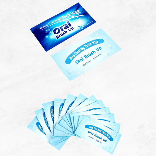 Mint Fresh Adult Teeth Wipes - 50 Disposable Finger Brushes for Deep Cleaning & Whitening
