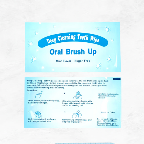 Mint Fresh Adult Teeth Wipes - 50 Disposable Finger Brushes for Deep Cleaning & Whitening