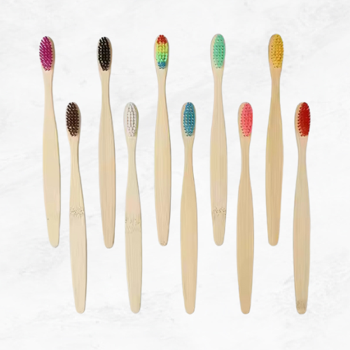 Premium Natural Bamboo Charcoal Toothbrush Pack (10 brushes) – 100% Biodegradable, Eco-Friendly, and Sustainable